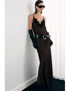 Imperial Femme Robe à brides imprimé leopard et dentelle