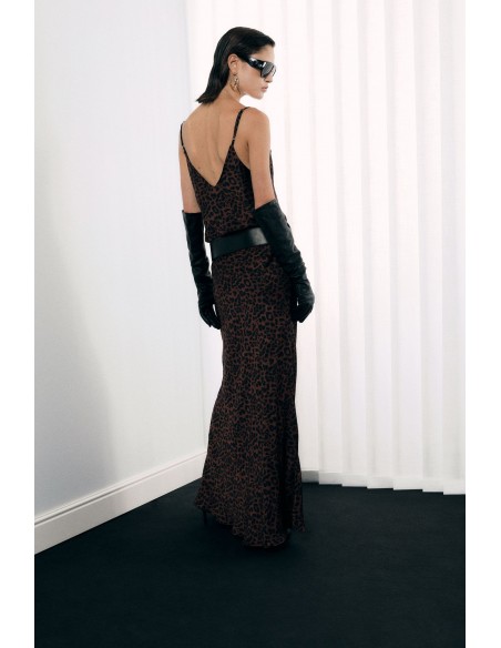 Imperial Femme Robe à brides imprimé leopard et dentelle