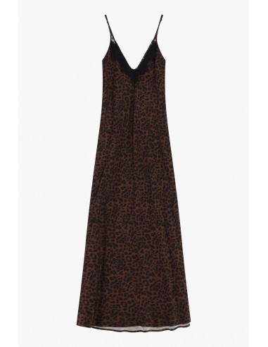 Imperial Femme Robe à brides imprimé leopard et dentelle