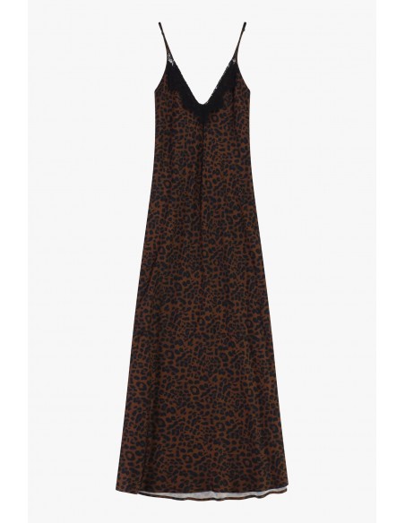 Imperial Femme Robe à brides imprimé leopard et dentelle