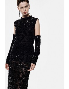 Imperial Femme top sequins avec mitaines assorties