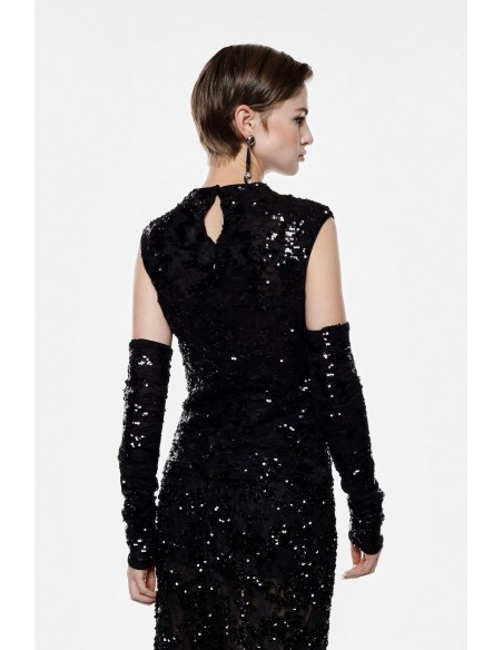 Imperial Femme top sequins avec mitaines assorties