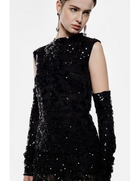 Imperial Femme top sequins avec mitaines assorties