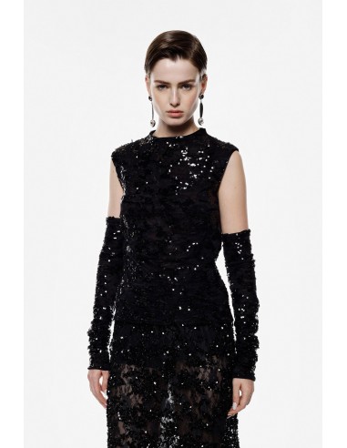 Imperial Femme top sequins avec mitaines assorties