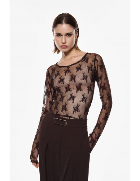 Imperial Femme T-shirt Dentelle Chocolat