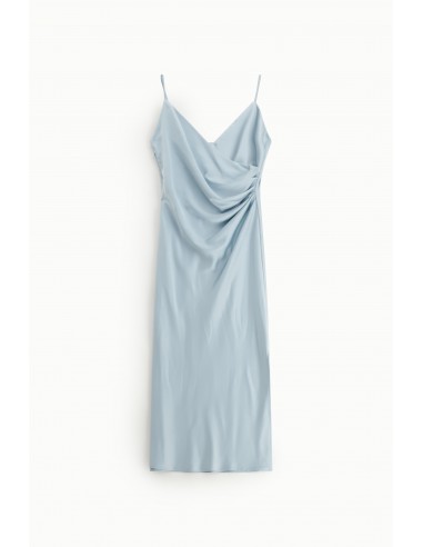 Robe satinée mi-longue femme drapée et fendue – Imperial