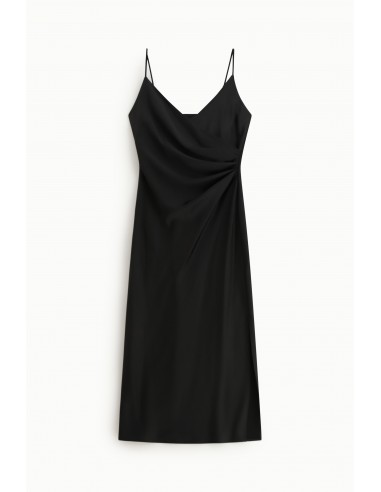 Robe satinée mi-longue femme drapée et fendue – Imperial