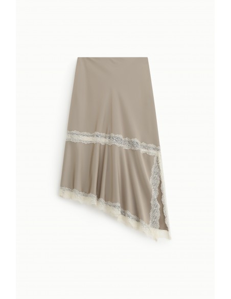 Imperial – Jupe asymétrique en satin et dentelle