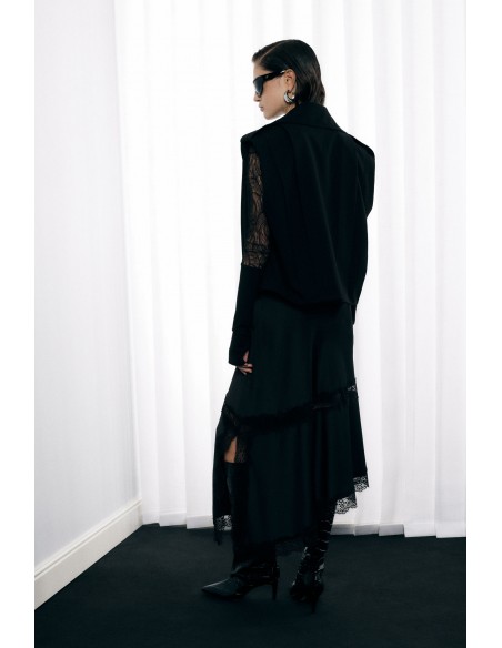 Imperial – Jupe asymétrique en satin et dentelle