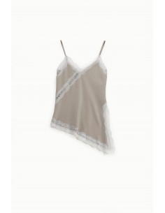 Imperial – Débardeur caraco asymétrique en satin et dentelle