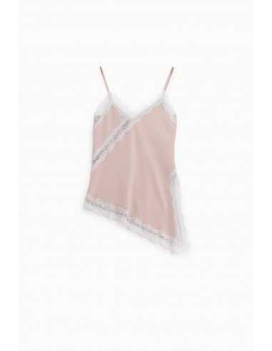Imperial – Débardeur caraco asymétrique en satin et dentelle