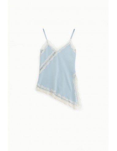 Imperial – Débardeur caraco asymétrique en satin et dentelle
