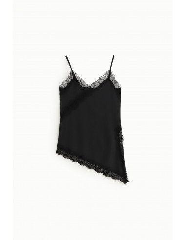 Imperial – Débardeur caraco asymétrique en satin et dentelle