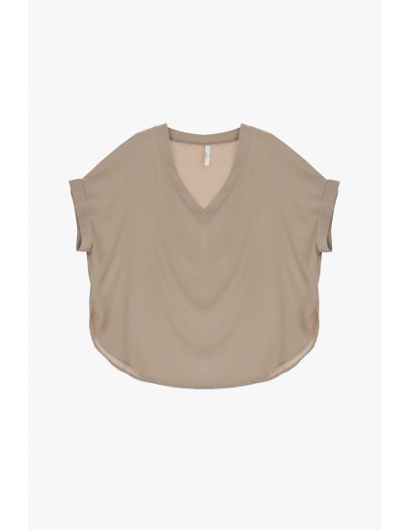 T-shirt oversized en crêpe satin à décolleté – Imperial