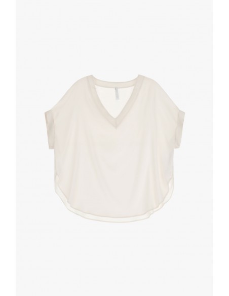 T-shirt oversized en crêpe satin à décolleté – Imperial