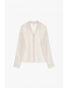 Chemisier oversize manches longues en crêpe satin champagne – Imperial Femme