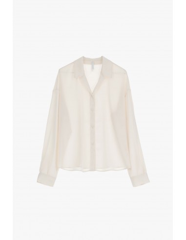 Chemisier oversize manches longues en crêpe satin champagne – Imperial Femme