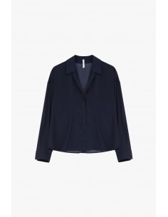 Chemisier fluide oversize en crêpe satin – Imperial coloris navy