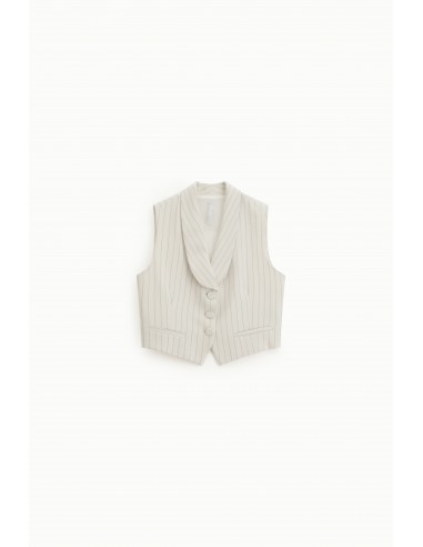 Gilet tailleur rayé à revers châle en crêpe fluide – Imperial