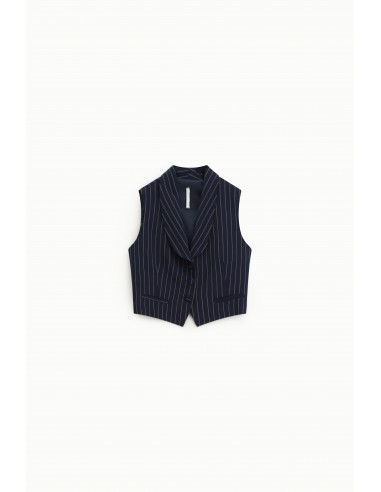 Gilet tailleur rayé à revers châle en crêpe fluide – Imperial