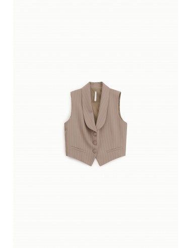 Gilet tailleur rayé à revers châle en crêpe fluide – Imperial