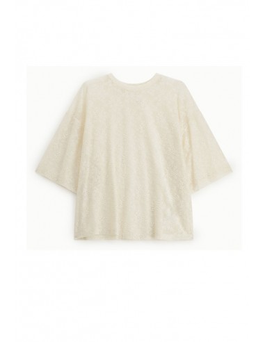 T-shirt ample en resille dentelle à col rond – Imperial