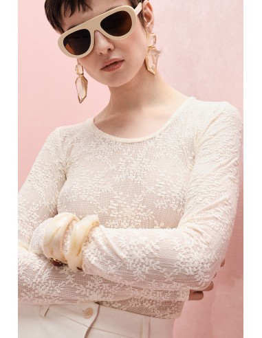 T-shirt à manches longues en resille dentelle - Imperial