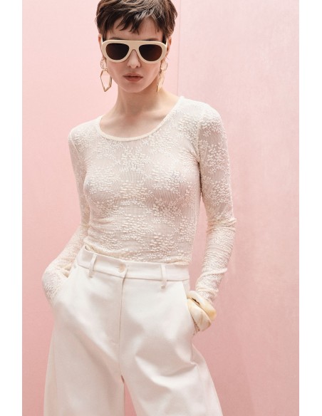 T-shirt à manches longues en resille dentelle - Imperial