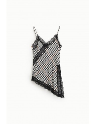 Caraco à motif vichy et dentelle - Imperial