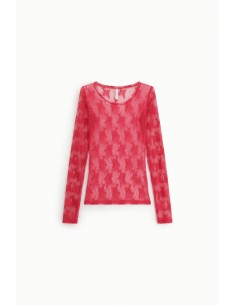 T-shirt en dentelle florale manches longues – Imperial