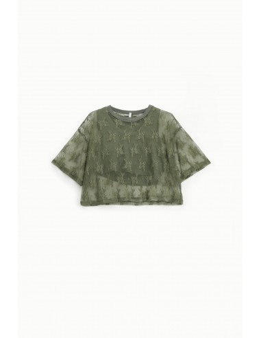 T-shirt Ample avec debardeur en dentelle florale manches courtes – Imperial