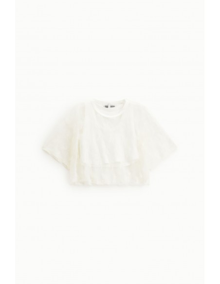 T-shirt Ample avec debardeur en dentelle florale manches courtes – Imperial