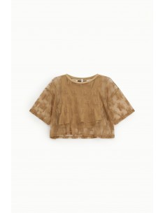 T-shirt Ample avec debardeur en dentelle florale manches courtes – Imperial