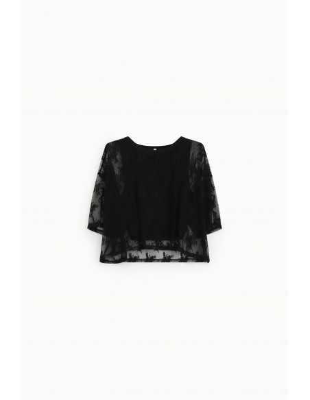 T-shirt Ample avec debardeur en dentelle florale manches courtes – Imperial