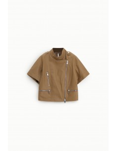 Blouson en cuir oversize à manches courtes - Imperial