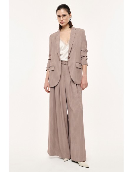 Pantalon Palazzo à Pinces en Crêpe Rayé – Imperial