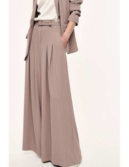 Pantalon Palazzo à Pinces en Crêpe Rayé – Imperial