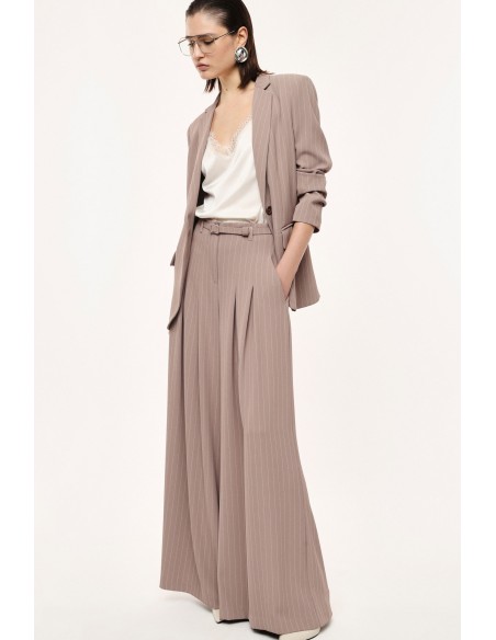Pantalon Palazzo à Pinces en Crêpe Rayé – Imperial