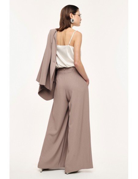 Pantalon Palazzo à Pinces en Crêpe Rayé – Imperial