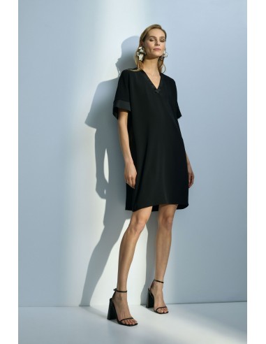 Robe courte col V en crepe et satin - Imperial