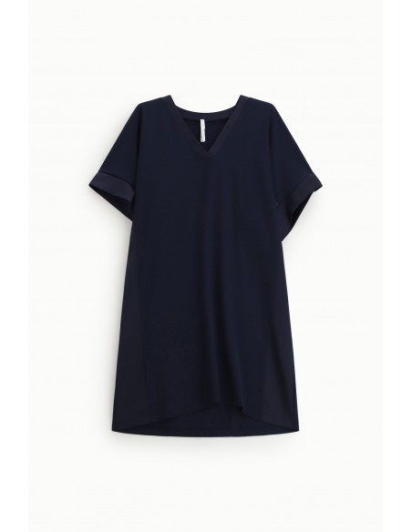 Robe courte col V en crepe et satin - Imperial