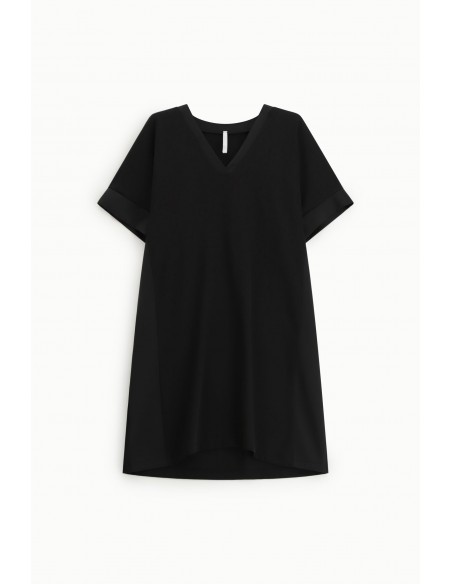 Robe courte col V en crepe et satin - Imperial