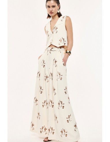 Pantalon palazzo avec broderie florale - Imperial