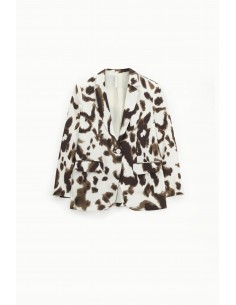 Blazer de tailleur fluide coupe droite animalier – Imperial