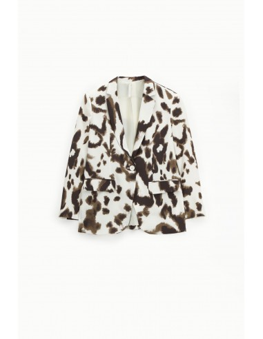 Blazer de tailleur fluide coupe droite animalier – Imperial