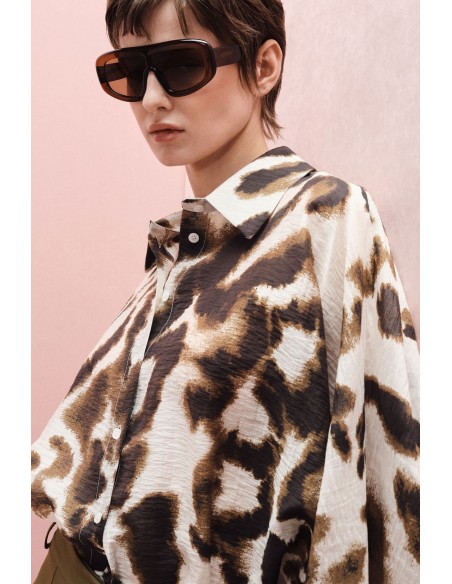 Chemisier Imprimé Animalier Manches Kimono | Imperial Fashion