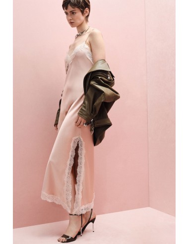 Robe mi-longue asymétrique en crêpe satin à dentelle – Imperial