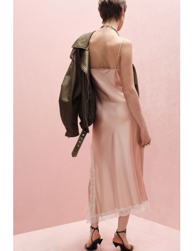 Robe mi-longue asymétrique en crêpe satin à dentelle – Imperial