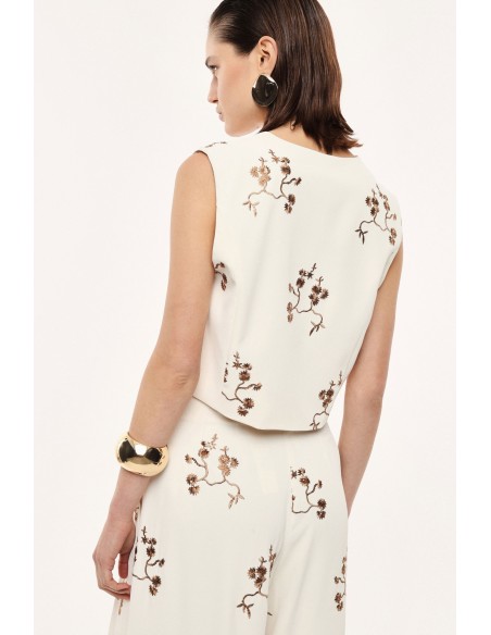 Gilet de tailleur avec broderie florale - Imperial