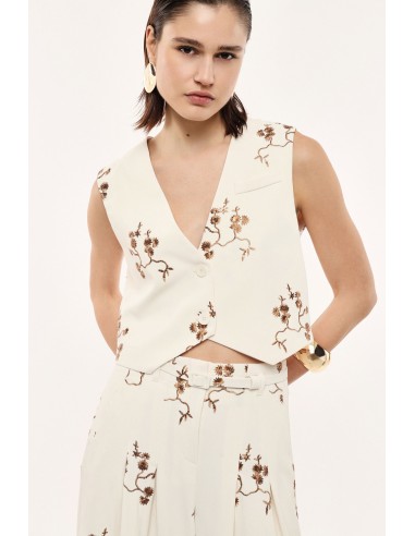 Gilet de tailleur avec broderie florale - Imperial